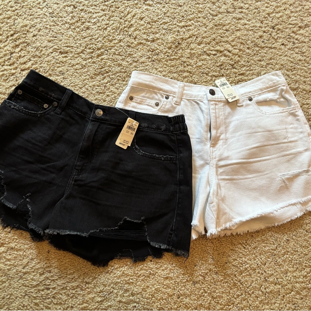 Aerie Black and White Jean Shorts